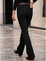 Jeansy damskie flare z wysokim stanem i paskiem czarne FashionStreet UY3116 Jeansy damskie flare z wysokim stanem i paskiem czarne FashionStreet UY3116