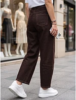 Jeansy damskie balloon fit z wysokim stanem brązowe FashionStreet UY3120 Jeansy damskie balloon fit z wysokim stanem brązowe FashionStreet UY3120