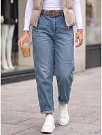 Jeansy damskie baggy z paskiem niebieskie FashionStreet UY3123 Jeansy damskie baggy z paskiem niebieskie FashionStreet UY3123