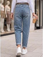Jeansy damskie baggy z paskiem niebieskie FashionStreet UY3123 Jeansy damskie baggy z paskiem niebieskie FashionStreet UY3123