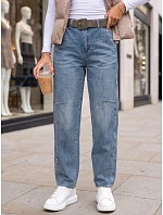 Jeansy damskie baggy z paskiem niebieskie FashionStreet UY3123 Jeansy damskie baggy z paskiem niebieskie FashionStreet UY3123