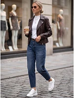 Jeansy damskie mom fit z paskiem niebieskie FashionStreet UY3124 Jeansy damskie mom fit z paskiem niebieskie FashionStreet UY3124