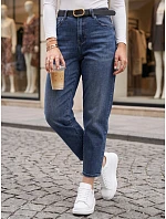 Jeansy damskie mom fit z paskiem niebieskie FashionStreet UY3124 Jeansy damskie mom fit z paskiem niebieskie FashionStreet UY3124