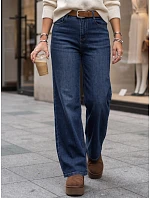 Jeansy damskie wide leg z paskiem niebieskie FashionStreet UY3125 Jeansy damskie wide leg z paskiem niebieskie FashionStreet UY3125