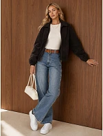 Dámské široké džíny s volnými nohavicemi a páskem, modré, FashionStreet UY3126 Dámské široké džíny s volnými nohavicemi a páskem, modré, FashionStreet UY3126