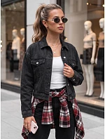Dámská džínová přechodová bunda, černá, FashionStreet TY6012
