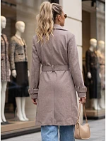 Elegancki płaszcz damski taliowany z paskiem beżowy FashionStreet NY0787 Elegancki płaszcz damski taliowany z paskiem beżowy FashionStreet NY0787