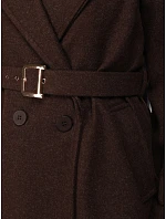 Płaszcz damski elegancki taliowany z paskiem brązowy FashionStreet NY0794 Płaszcz damski elegancki taliowany z paskiem brązowy FashionStreet NY0794