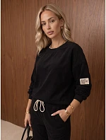 Komplet damski sztruksowy bluza i spodnie jogger czarny FashionStreet AY1221 Komplet damski sztruksowy bluza i spodnie jogger czarny FashionStreet AY1221