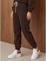 Komplet damski sztruksowy bluza i spodnie jogger czekoladowy FashionStreet AY1222