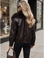 Kurtka damska skórzana zimowa z futerkiem brązowa model 22371815 - FashionStreet Kurtka damska skórzana zimowa z futerkiem brązowa model 22371815 - FashionStreet