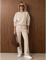 Komplet damski dresowy z szerokimi spodniami beżowy FashionStreet AY1227 Komplet damski dresowy z szerokimi spodniami beżowy FashionStreet AY1227