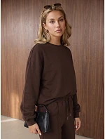 Komplet damski dresowy z szerokimi spodniami brązowy FashionStreet AY1230 Komplet damski dresowy z szerokimi spodniami brązowy FashionStreet AY1230