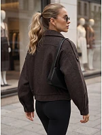 Kurtka damska z wełną krótka brązowa FashionStreet TY6034 Kurtka damska z wełną krótka brązowa FashionStreet TY6034