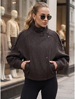 Kurtka damska z wełną krótka brązowa FashionStreet TY6034 Kurtka damska z wełną krótka brązowa FashionStreet TY6034