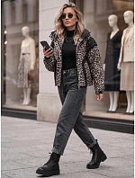 Kurtka damska przejściowa w panterka z kapturem beżowa FashionStreet TY6041 Kurtka damska przejściowa w panterka z kapturem beżowa FashionStreet TY6041