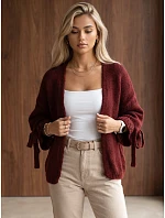 Kardigan damski oversize bez zapięcia bordowy FashionStreet MY2567 Kardigan damski oversize bez zapięcia bordowy FashionStreet MY2567