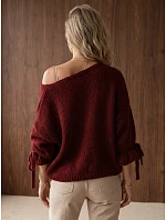 Kardigan damski oversize bez zapięcia bordowy FashionStreet MY2567 Kardigan damski oversize bez zapięcia bordowy FashionStreet MY2567