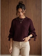 Sweter damski oversize bordowy FashionStreet MY2569 Sweter damski oversize bordowy FashionStreet MY2569