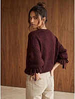 Sweter damski oversize bordowy FashionStreet MY2569 Sweter damski oversize bordowy FashionStreet MY2569