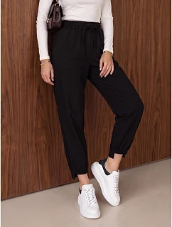 Spodnie damskie joggery z gumką w pasie czarne FashionStreet UY3152