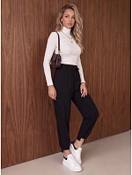 Spodnie damskie joggery z gumką w pasie czarne FashionStreet UY3152 Spodnie damskie joggery z gumką w pasie czarne FashionStreet UY3152