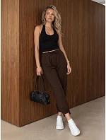 Spodnie damskie joggery z gumką w pasie czekoladowe FashionStreet UY3155 Spodnie damskie joggery z gumką w pasie czekoladowe FashionStreet UY3155