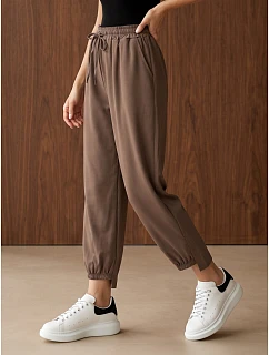 Spodnie damskie joggery z gumką w pasie brązowe FashionStreet UY3154