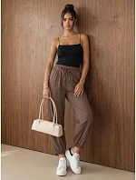 Spodnie damskie joggery z gumką w pasie brązowe FashionStreet UY3154 Spodnie damskie joggery z gumką w pasie brązowe FashionStreet UY3154