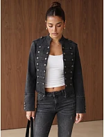 Kurtka damska jeansowa Napoleonka czarna FashionStreet TY6044 Kurtka damska jeansowa Napoleonka czarna FashionStreet TY6044