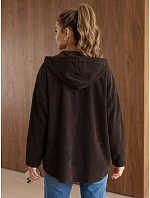 Kurtka damska sztruksowa oversize z kapturem czekoladowa FashionStreet TY6050