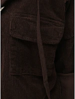 Kurtka damska sztruksowa oversize z kapturem czekoladowa FashionStreet TY6050