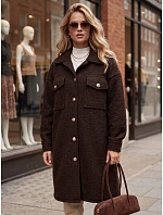 Długi płaszcz damski baranek czekoladowy FashionStreet NY0802 Długi płaszcz damski baranek czekoladowy FashionStreet NY0802