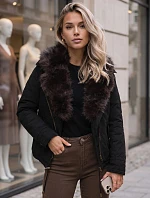 Dámská zimní bunda s odnímatelným límcem, černá, FashionStreet TY6072