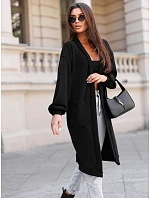 Kardigan damski długi oversize z kieszeniami czarny FashionStreet MY2583 Kardigan damski długi oversize z kieszeniami czarny FashionStreet MY2583