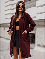 Kardigan damski długi oversize z kieszeniami bordowy FashionStreet MY2584 Kardigan damski długi oversize z kieszeniami bordowy FashionStreet MY2584