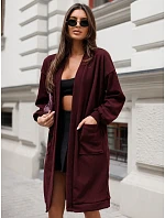 Kardigan damski długi oversize z kieszeniami bordowy FashionStreet MY2584 Kardigan damski długi oversize z kieszeniami bordowy FashionStreet MY2584