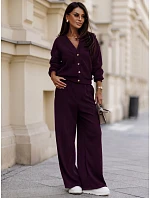 Komplet damski sztruksowy z kardiganem bakłażanowy FashionStreet AY1233 Komplet damski sztruksowy z kardiganem bakłażanowy FashionStreet AY1233