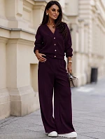 Dámský kordurový komplet s kardiganem v barvě lilku FashionStreet AY1233