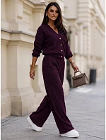 Komplet damski sztruksowy z kardiganem bakłażanowy FashionStreet AY1233 Komplet damski sztruksowy z kardiganem bakłażanowy FashionStreet AY1233