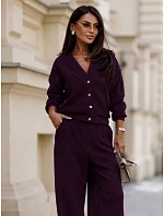 Komplet damski sztruksowy z kardiganem bakłażanowy FashionStreet AY1233 Komplet damski sztruksowy z kardiganem bakłażanowy FashionStreet AY1233