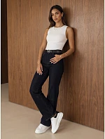 Dámské džíny volného střihu s páskem, tmavě modré, FashionStreet UY3157 Dámské džíny volného střihu s páskem, tmavě modré, FashionStreet UY3157