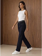 Dámské džíny volného střihu s páskem, tmavě modré, FashionStreet UY3157 Dámské džíny volného střihu s páskem, tmavě modré, FashionStreet UY3157