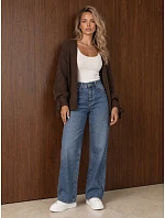 Dámské džíny s širokými nohavicemi a vysokým pasem, modré, FashionStreet UY3158 Dámské džíny s širokými nohavicemi a vysokým pasem, modré, FashionStreet UY3158