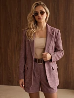 Dámská sako s kostkovaným vzorem v barvě bordó, FashionStreet PY0153