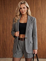 Dámská sako s kostkovaným vzorem, tmavě modré, FashionStreet PY0156