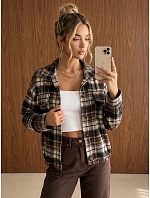Dámská flanelová košile s kostkovaným vzorem, černá, FashionStreet DY0498