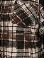 Dámská flanelová košile oversize s kostkovaným vzorem, hnědá, FashionStreet DY0501 Dámská flanelová košile oversize s kostkovaným vzorem, hnědá, FashionStreet DY0501
