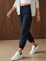Dámské jogger kalhoty s gumou v pase, tmavě modré, FashionStreet UY3166