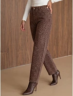 Dámské džíny s balónovým střihem s hnědým leopardím vzorem FashionStreet UY3177